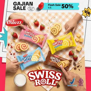 Dalezz Swiss Roll Bolu Gulung Lembut Isi Krim rasa Coklat, Stroberi, Keju, Susu, 18g - Snack Enak & Halal | BPOM