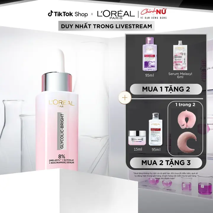 [BÁN CHẠY] SERUM DƯỠNG SÁNG, MỜ THÂM MỤN & NÁM L’OREAL PARIS GLYCOLIC BRIGHT 8% [MELASYL+GLYCOLIC+NIACINAMIDE] 30ML