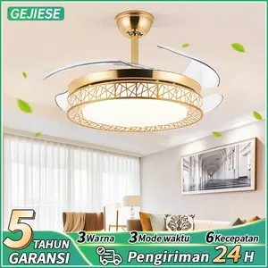Lampu Kipas Angin Gantung Plafon 2IN1 42inch Tak Terlihat Remote Senyap Kipas Angin Plafon Dengan Tamu/Meja Makan/Balkon Lampu Kipas Angin Gantung Plafon