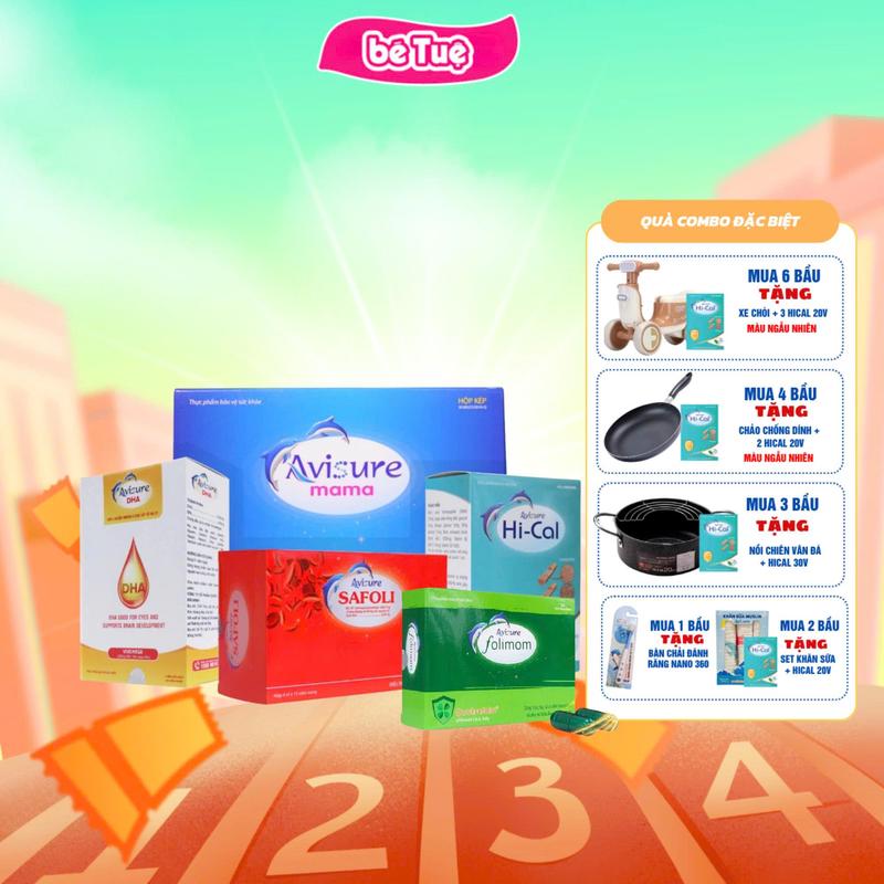 Trọn bộ sắt canxi DHA Vitamin tổng hợp Avisure cho bà bầu thế hệ mới cho phụ nữ trước mang thai, mang thai, cho con bú (60 viên)