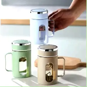 B ( B136 )  MUG KACA / GELAS KACA WARNA CANGKIR TUTUP 500 ML NO DUS Kitchenware