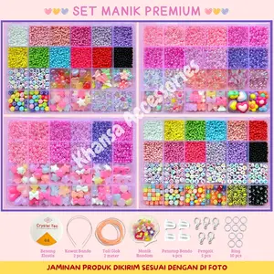 DIY Manik Manik Set Lengkap Gelang Aesthetic - DIY Craft Kit Manik Manik Pasir - Meronce Manik Manik Set - SM001