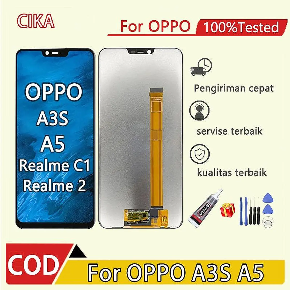 LCD OPPO A3S / oppo A5 / lcd hp Realme C1 / Realme 2 Original asli Touchscreen Fullset Crown Murah Ori Compatible Layar
