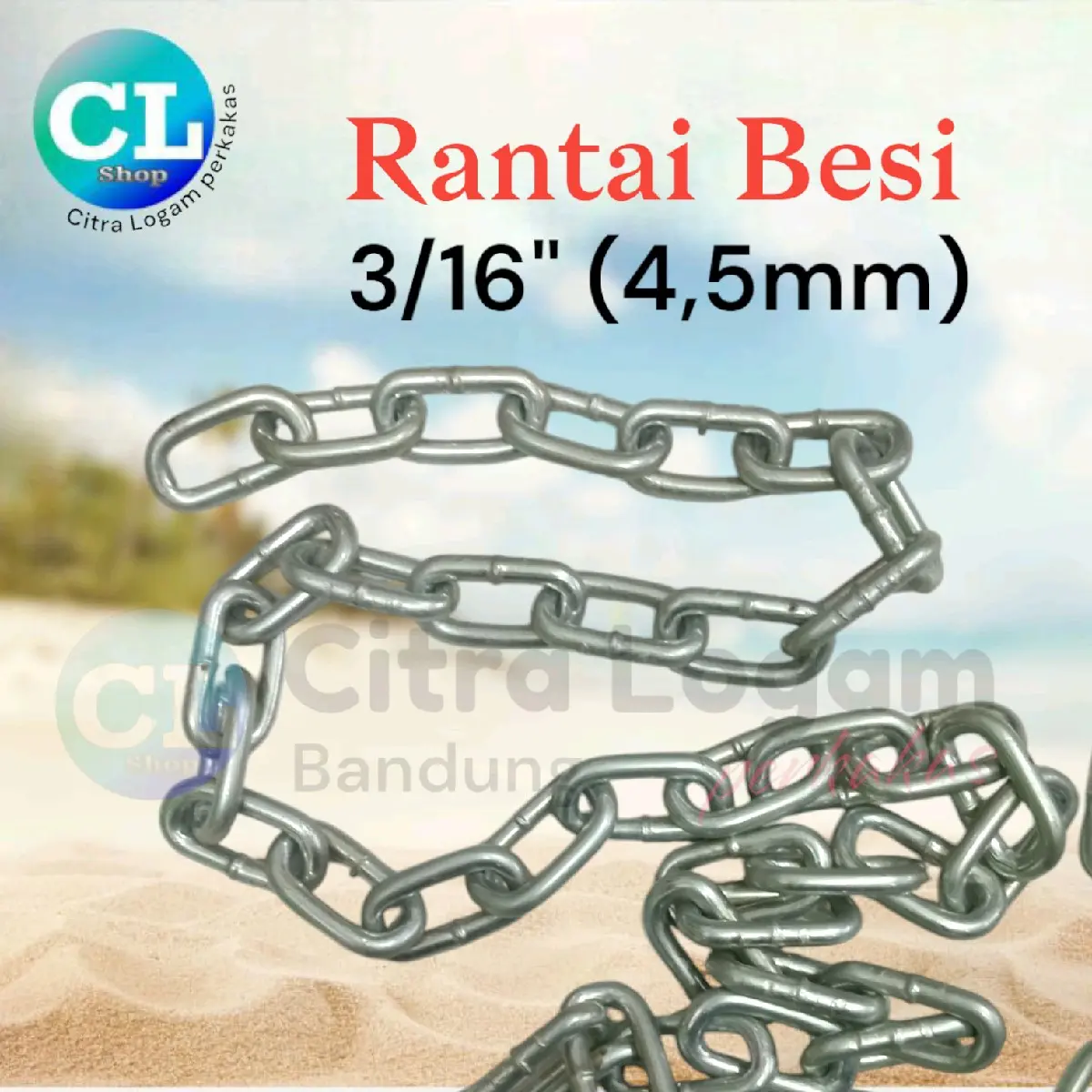 RANTAI BESI 4,5mm eceran / meteran rante kapal 3/16" sedang cocok untuk kunci gembok 30mm - 50mm