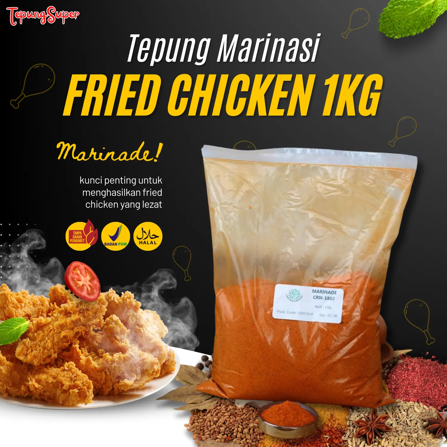 Marinasi Original 1802 Berat 1 kg Ayam Tepung Instan