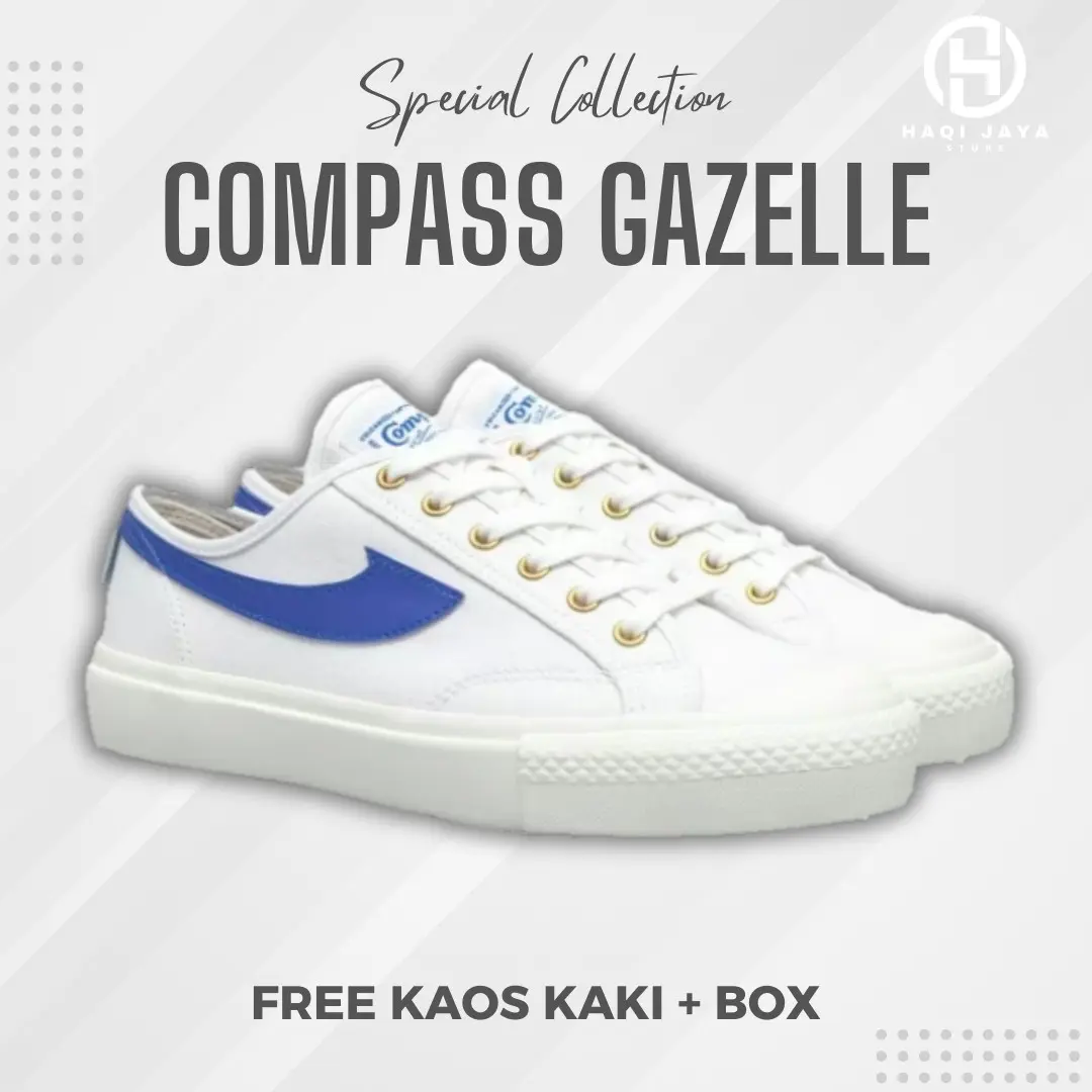 Kekinian Compass Gazelle Low Putih Biru - Cocok Digunakan untuk Pria dan Wanita Canvas Casual Kasual Hitam Shoes afr