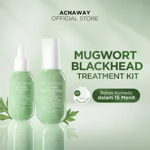 ACNAWAY Mugwort Blackhead Treatment Kit - Serum Pore & Mask Komedo Membandel Bebas Kotoran dengan Mugwort AHA BHA Zinc PCA untuk Pembersihan Kotoran di Hidung dan Pori-Pori Tersumbat