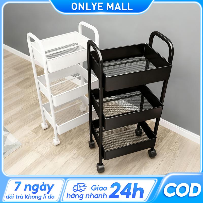  ON-Xe Đẩy Spa 3 Tầng Đa Năng Vật liệu thép carbon Có Bánh Xe Kệ sắt đa năng Chịu tải trọng 300kg Xe đẩy đựng đồ 