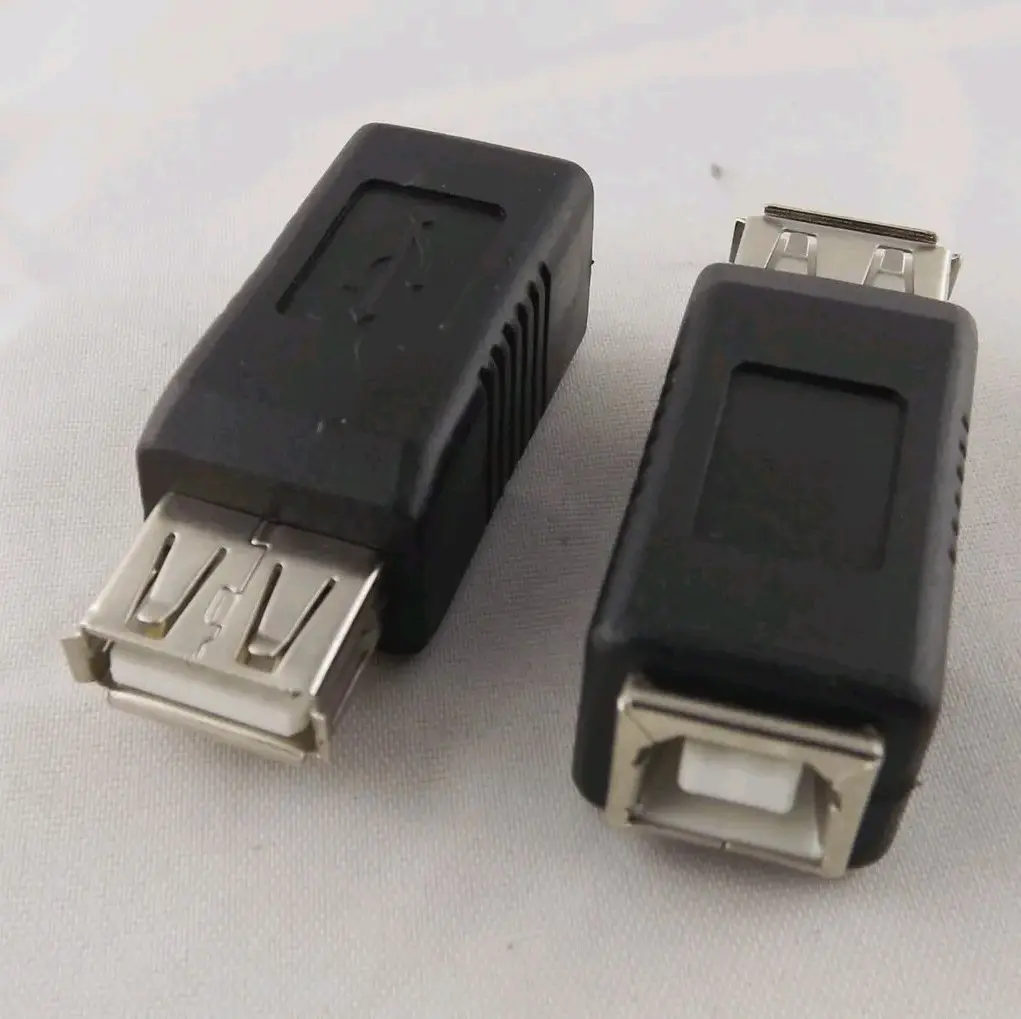 Adapter USB 2.0 Tipe A Female ke Tipe B Female untuk Printer, Scanner, Keyboard, Electric Drum, Electric Piano Adaptor Kabel Hitam