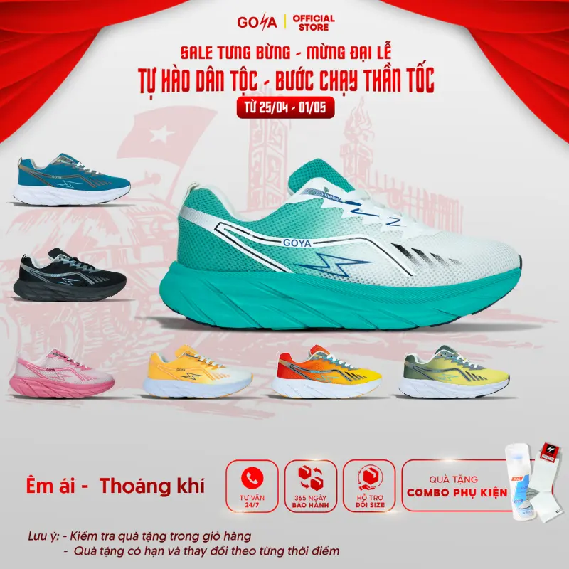 Giày Thể Thao Chạy Bộ Goya Plus Năm 2025 - Siêu Nhẹ, Siêu Êm Phù Hợp Cho Nam Nữ Đi Bộ, Sneaker Tập Chạy Bộ, Tập Thể Dục