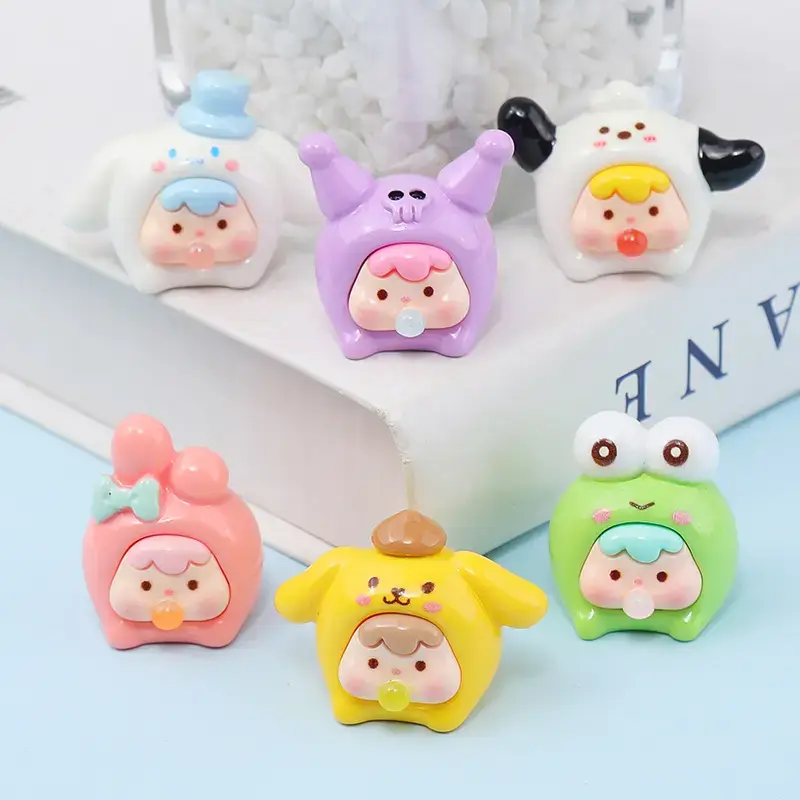 (5pcs + 1pcs Blind Bags) | Cute Luxury 3D Crybaby Sanrio Pacifier Figure Charm Beads Keychain DIY Resin Aksesoris Hiasan Gantungan Kunci Poyapoyo