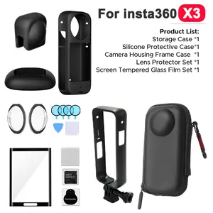 7 in 1 Aksesori Kamera set For Insta360 X3 Lens Guard Tempered Glass Film Lens Cap Case Frame Tas