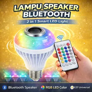 Lampu Speaker Bluetooth LED RGB 2 in 1 Bohlam Musik dengan Remote E27