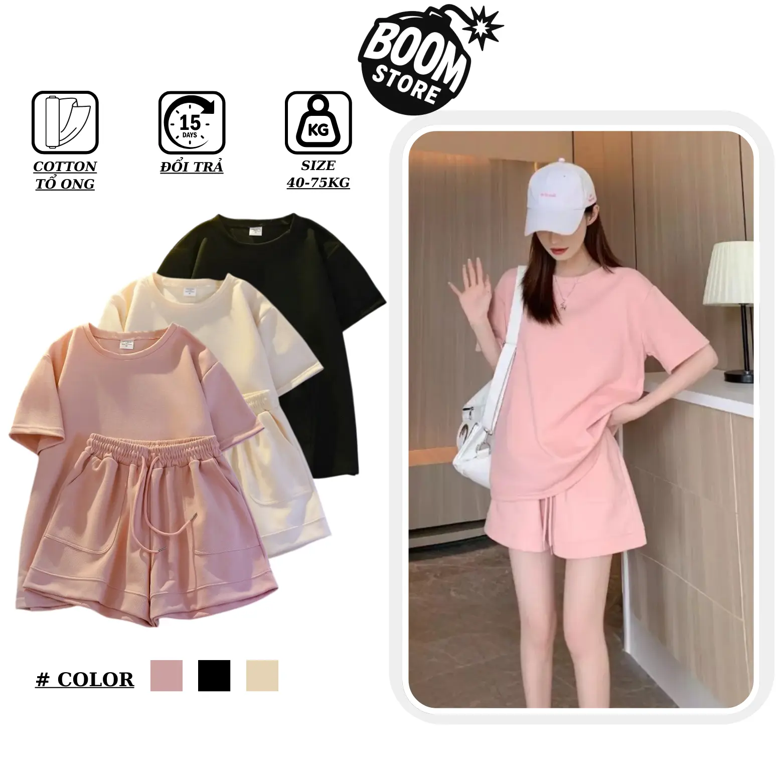 (RẺ VÔ ĐỊCH) Set Bộ Quần Áo Nam Nữ Unisex Thể Thao Nữ Chất Cotton Tổ Ong Ulizang