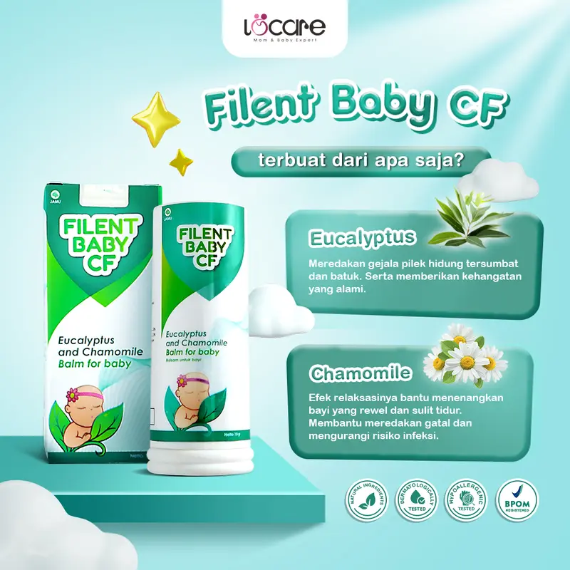 Locare Exlusive Bundling Calming Oil 100ml & Filent Baby CF Balm For Baby With Chamomile, Eucalyptus, Sun Flower, Lavender - Bayi Tidur Nyenyak - Mengurangi Rewel Anak - Hindari Gigitan Nyamuk & Menghangatkan Si Kecil 5