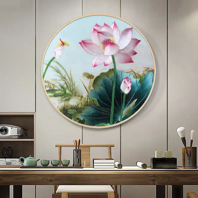 DIYDIY Diamond Embroidery,Round Diamond landscape Full Round lotus Diamond painting cross stitch,needlework