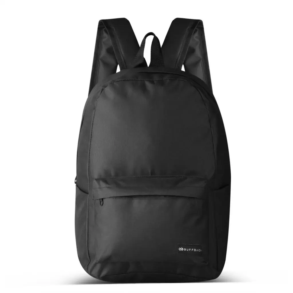BUFFBACK Tas Backpack Ransel Sekolah Stylish Polos Murah RA-0221 Wanita dan Pria Hitam Pink