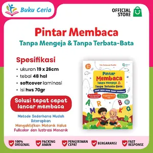 Buku Ceria Pintar Membaca Tanpa Mengeja & Tanpa Terbata-Bata Solusi Cepat Membaca || Buku Aktivitas Anak TK || Buku Lancar Membaca