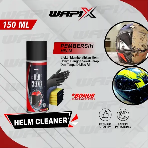 WAPIX Helm Cleaner 150ML - Pembersih Helm Tanpa Bilas, Busa Penghilang Kotoran dan Lap Microfiber