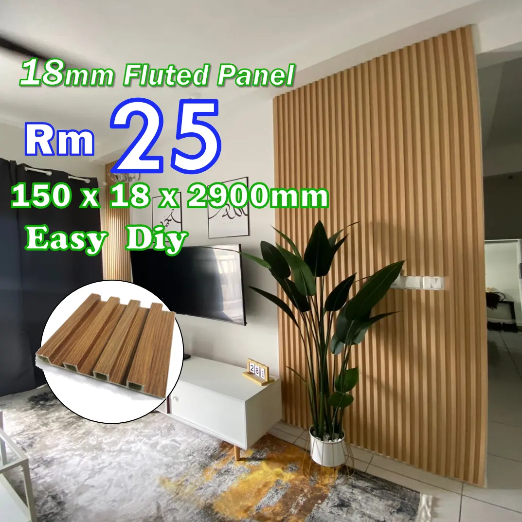 18mm Fluted Wall Panel Wood Strip Series Panel Wall Decoration Wood Strip Design Fluted Wall Panel Wood Series Waterproof
