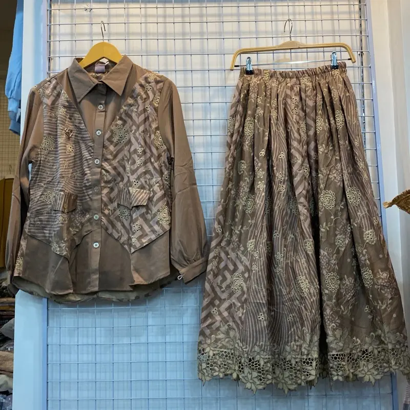 Setelan Rok Wanita Premium BKK Katun Bordir Renda Cantik Mewah Elegan - LD 90-112cm - Atasan, rok, Baju, Panjang nyaman halus 6