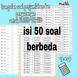 WORKSHEET / LEMBAR SOAL MATE-MATIKA ISI 51 LEMBAR SOAL BERBEDA