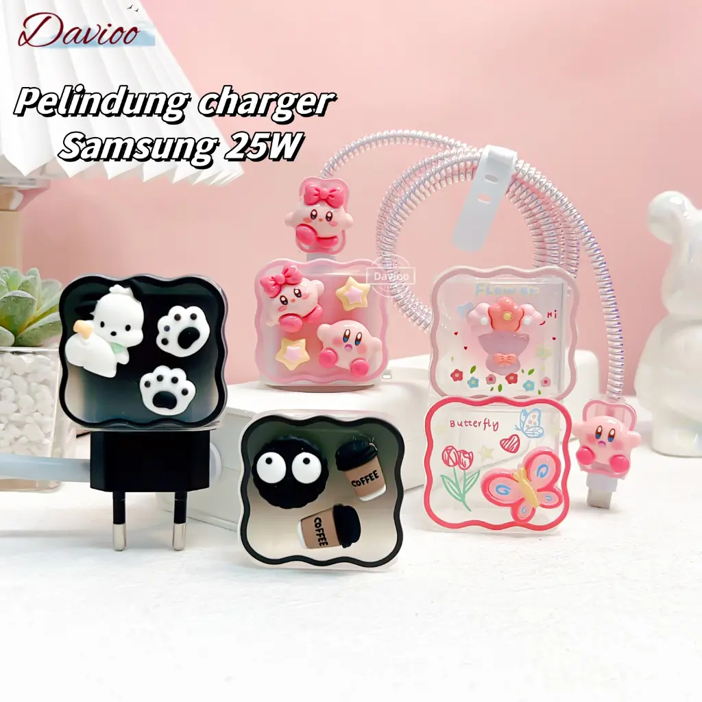 WH - Samsung 25w | Pelindung Kabel Carger Set 5 PCS Pelindung Adaptor Pelindung Kepala Charger Case Carger Motif Bervariasi