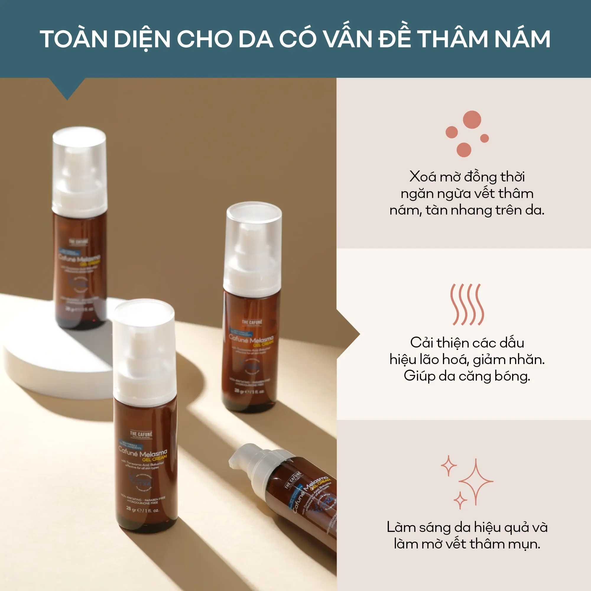 [COMBO MUA 1 NHẬN 2] Kem Làm Mờ Thâm Nám, Dưỡng Trắng Sáng Và Đều Màu Da Tối Ưu Cafuné Melasma Gel Cream, 28g - Giảm Thâm Nám, Tàn Nhang & Ngăn Ngừa Thâm Nám | BigBuy360 - bigbuy360.vn