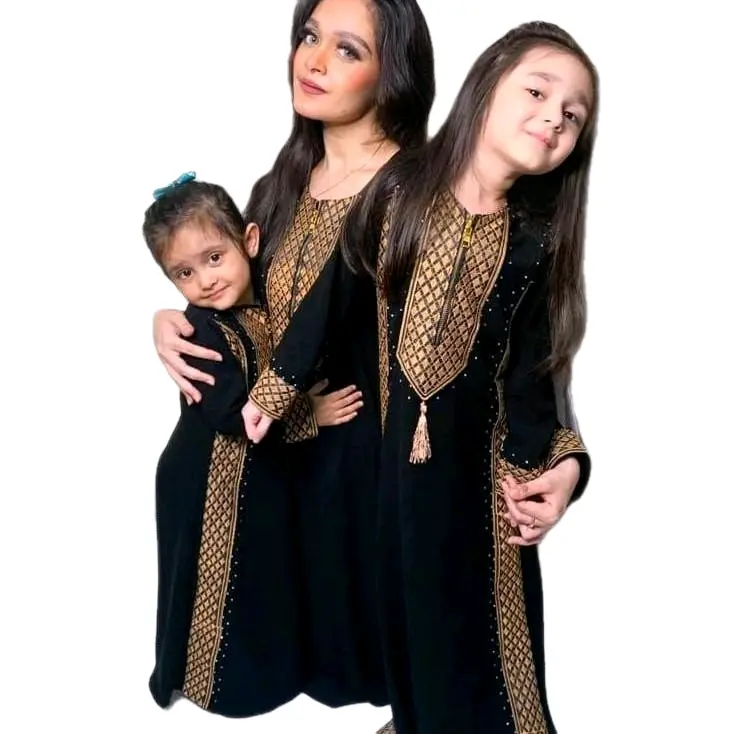Abaya GULCE Couple Ibu Dan Anak Hitam Bordir Busui Dress maxi gamis wanita muslimah lebaran murah elegant remaja kekinian lokal 0