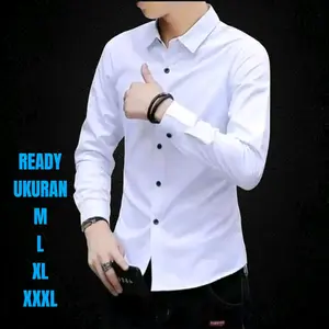 Kemeja Pria Polos Lengan Panjang Katun Slimfit Kasual