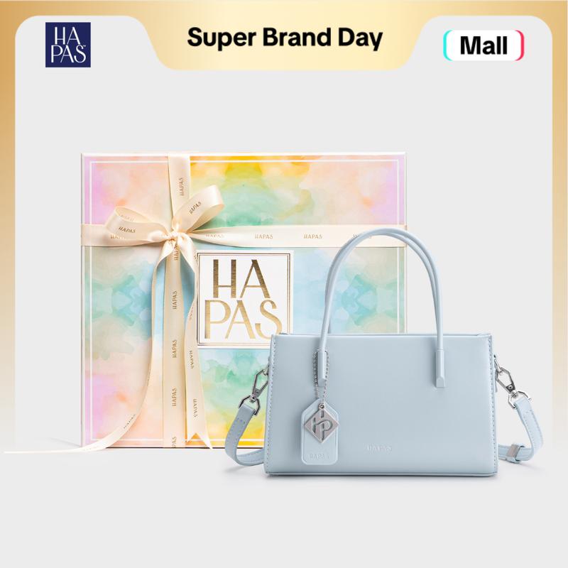 Túi Xách Nữ HAPAS Chính Hãng La Muse Phủ Màu Tag Vuông Quai Xách Đeo Chéo Sang Trọng Size 21 Xanh Ghi - TXT221226 Bag Lady