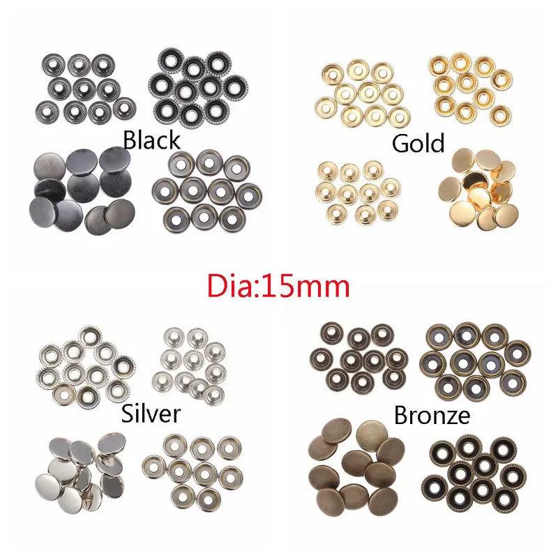 Nút bấm kim loại cho nút áo sơ mi quần áo, Đinh Tán tròn, Nút bấm, Bộ 10 (40 chiếc) 2