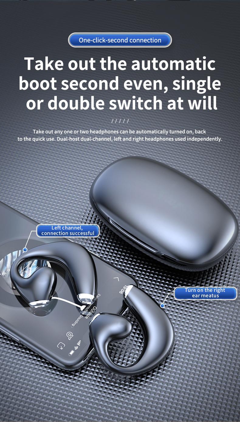 Stereo surround suara nirkabel headphone Bluetooth OWS wireless olahraga earphone terbuka earring headset tahan lama kenyamanan memakai Earbuds dengan LED digital JR02