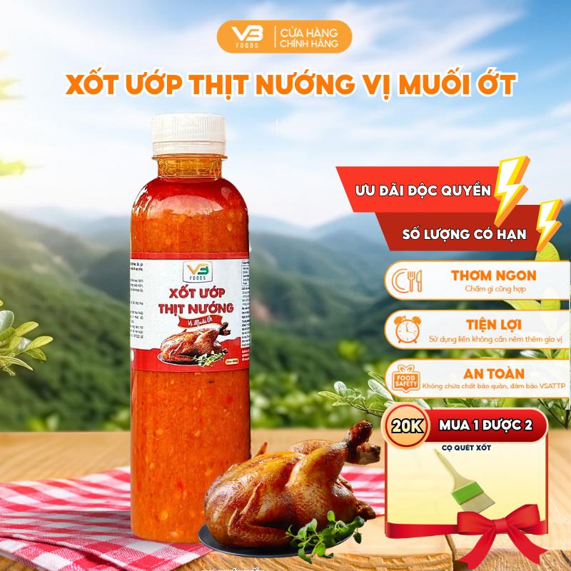    Sale Vui Freeship   Xốt Ướp Thịt Nướng VỊ MUỐI ỚT VB Foods  400gr   Tặng Cọ Quét Xốt   