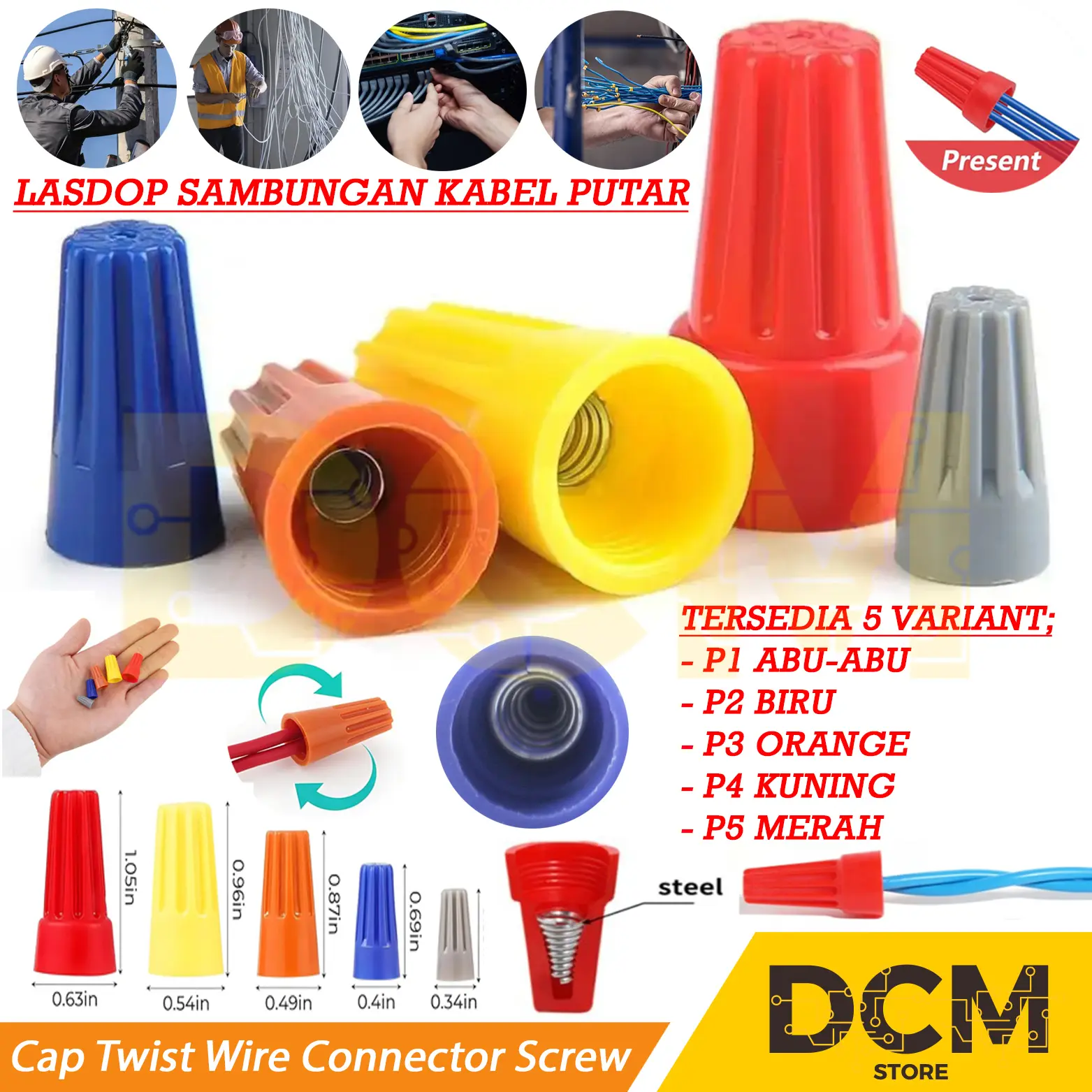 Lasdop Sambungan Kabel Putar Cap Twist Wire Connector Screw Terminal