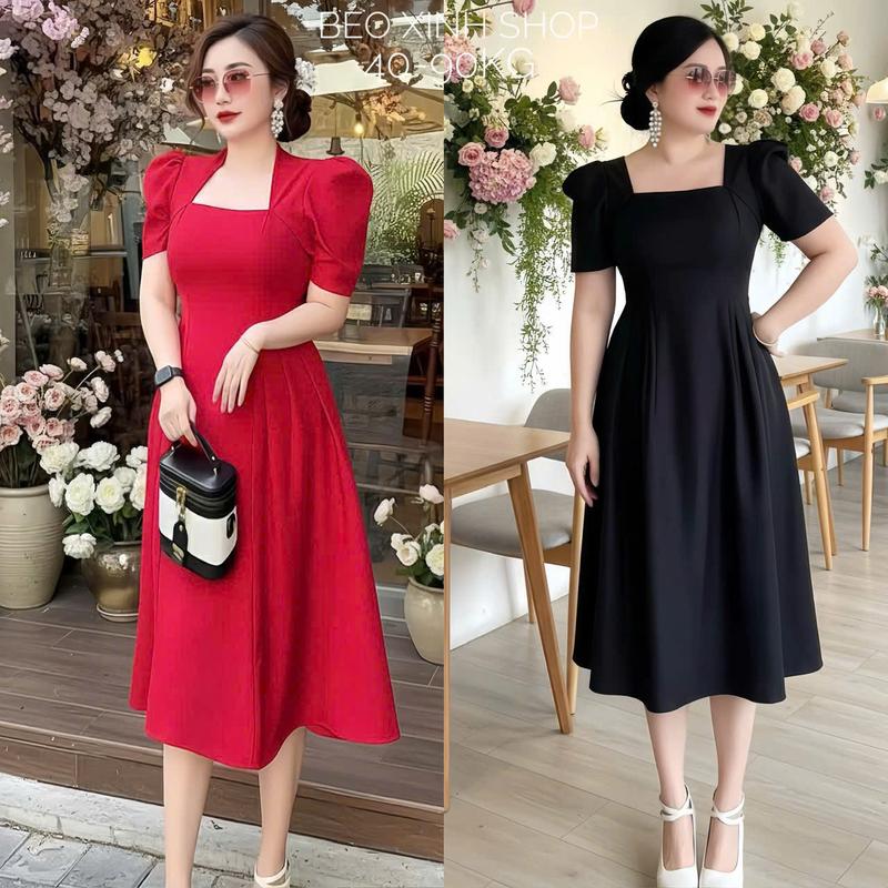 Đầm Thời Trang Bigsize Thiết Kế Siêu Xinh Cho Các Nàng Nữ Dress Cotton Váy Women Voan Đen - A.1020