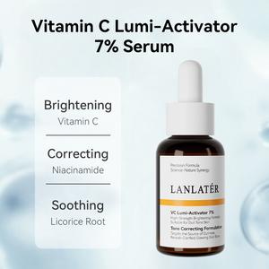 LANLATER Serum Vitamin C Lumi-Activator 7% - Pencerah, Pembaik, dan Menenangkan dengan Niacinamide dan Akar Licorice untuk Kulit Cerah dan Sehat nada kulit yang tidak sekata serum & esen glowing nature normal skin types serum & esen