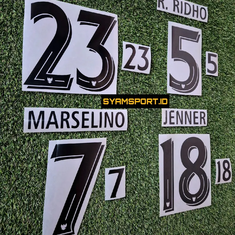 Nameset Timnas Indonesia 2025 Bebas Custom Ada Logo GARUDA | Nama dan Nomor punggung Jersey Timnas Bahan PU Mengkilap dan Kuat 2