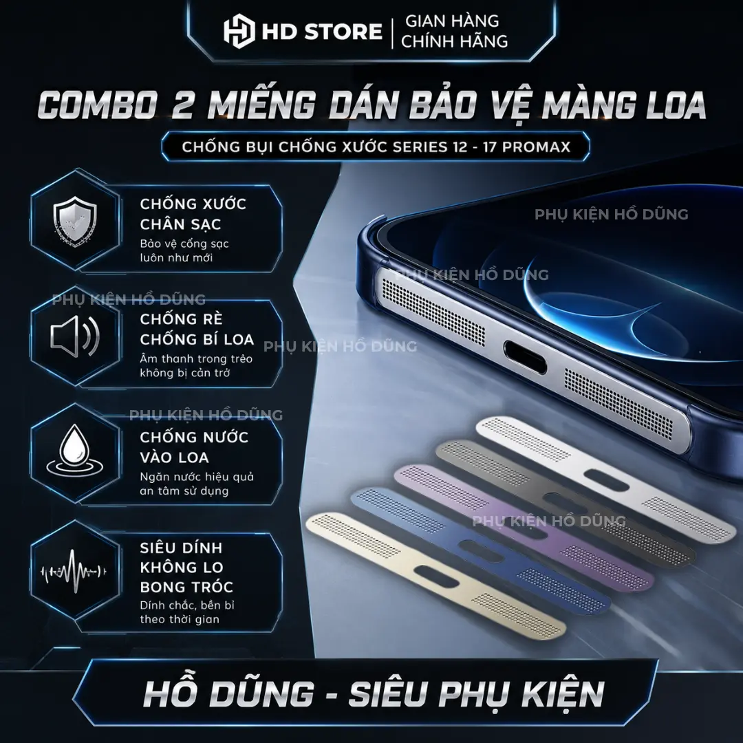 [ COMBO 2 TẤM ] Máy 12-17Promax Miếng dán bảo vệ màng loa cao cấp chống bụi , chống thủng màng loa đành cho IP12-13-14-15-16plus-17/air/pro/promax