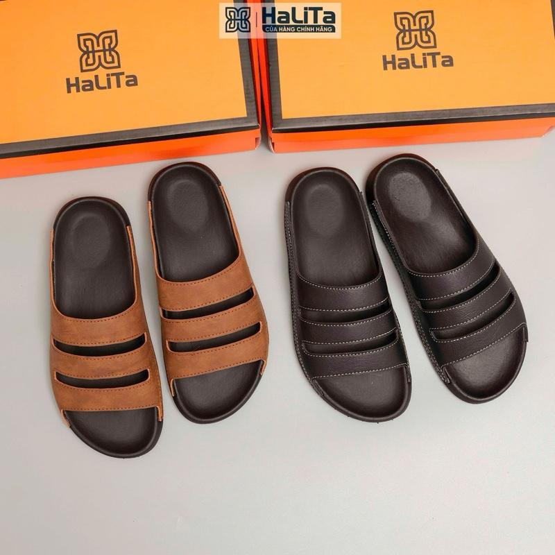 HaLiTa Dép Công Thái Học Bảng Da Bò 3 Quai Cao Cấp Đế Cao Su Vân Nhám Chống Trơn Giảm Mỏi Chân Phom Bàn Chân Việt Dành Cho Nam Đẹp Sang Chảnh Siêu Bền