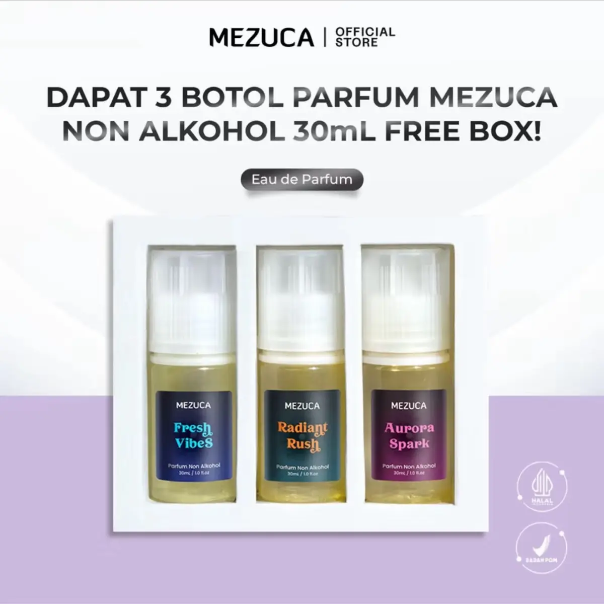 ￼Dapat 3 Parfum MEZUCA Non Alkohol Series 30mL Botol Tetes Free Box Eau de Perfume Wangi Awet Unisex