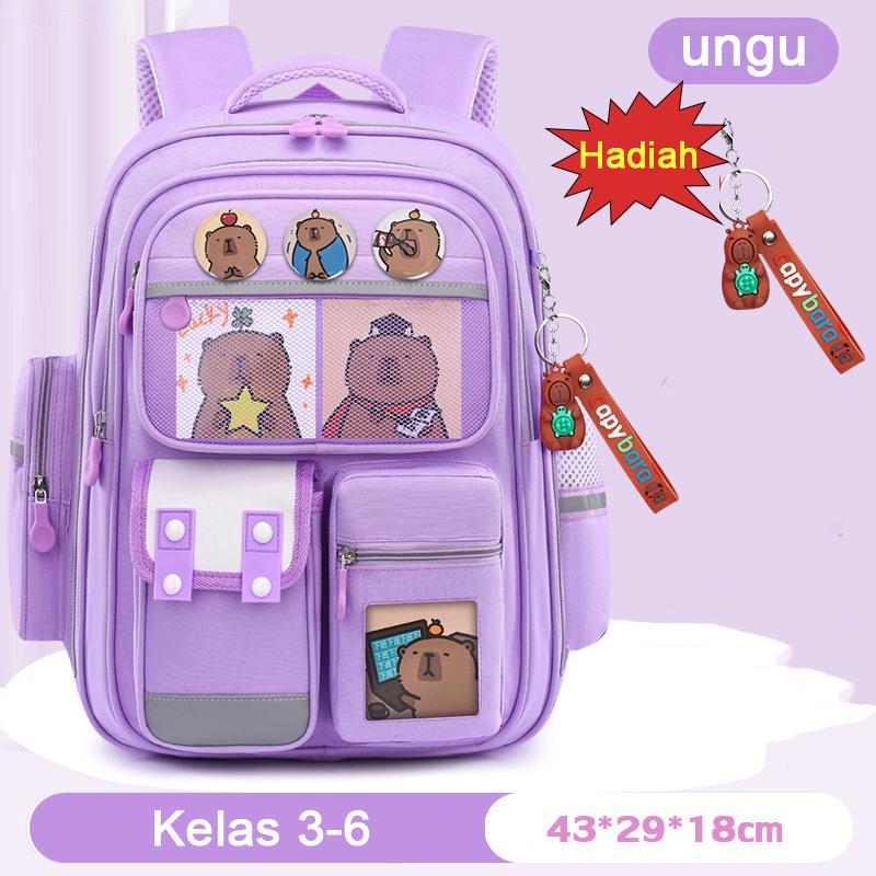 Hadiah gantung】 beg sekolah capybara kapasiti besar pelajar
