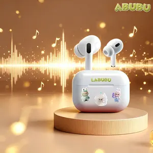 xctopest AI labubu TWS Open Ear Clip Wireless Earbuds Bluetooth Sports Earphones Headphones dengan Mikrofon dan Pengait Telinga.