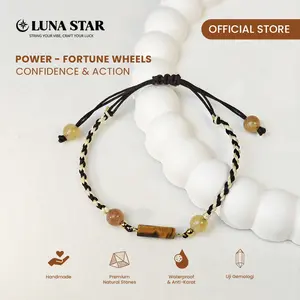 LUNA STAR – POWER Gelang Cord Fortune Wheel Coklat Putih