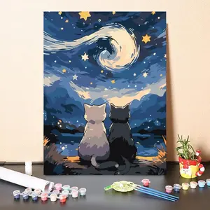 Hightune Paint by Numbers Kit Lukisan Akrilik Cat Kanvas Kayu DIY 30x40/20x20cm - Lukisan Digital untuk Anak-anak