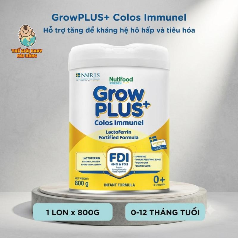 Sữa bột Nutifood GrowPLUS+ Colos Immunel 0+ 800g (0-1 tuổi)