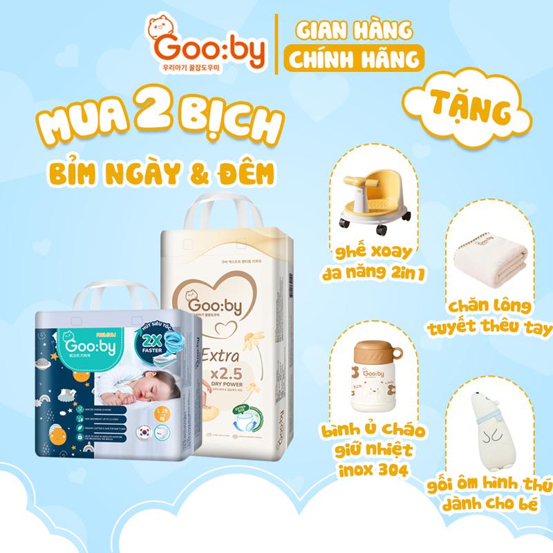 (Kèm quà) 2 Bịch Tã/bỉm Gooby Extra và Premium mềm mại, siêu thấm hút đủ size cho bé 4-30KG