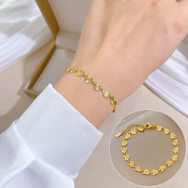 Gelang titanium love-love minimalis super elegan dan estetik produk likited edition Wanita Kulit