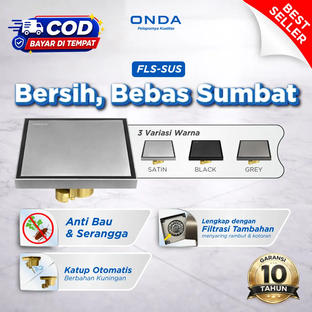 ONDA Floor Drainer / Saringan Air Lantai Anti Mampet Strainer Saringan Got Kamar Mandi Anti Bau FLS SUS, GREY, BM