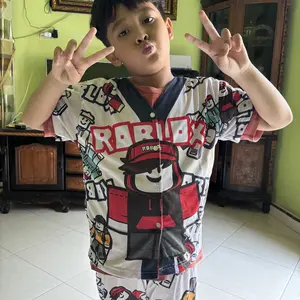 Setelan piyama anak baju tidur lengan pendek celana panjang